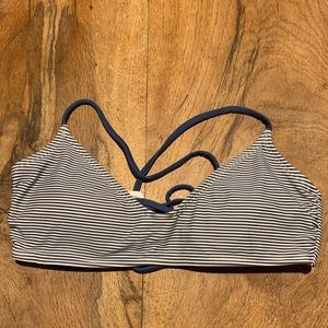 Striped lace up bikini top